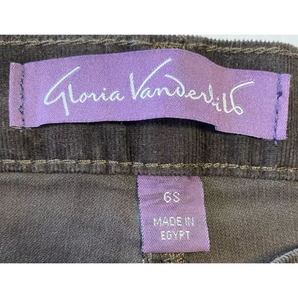 Gloria Vanderbilt Amanda Slim Leg Stretch Corduroy Size 6 Short (30x29) Coffee - Picture 7 of 9